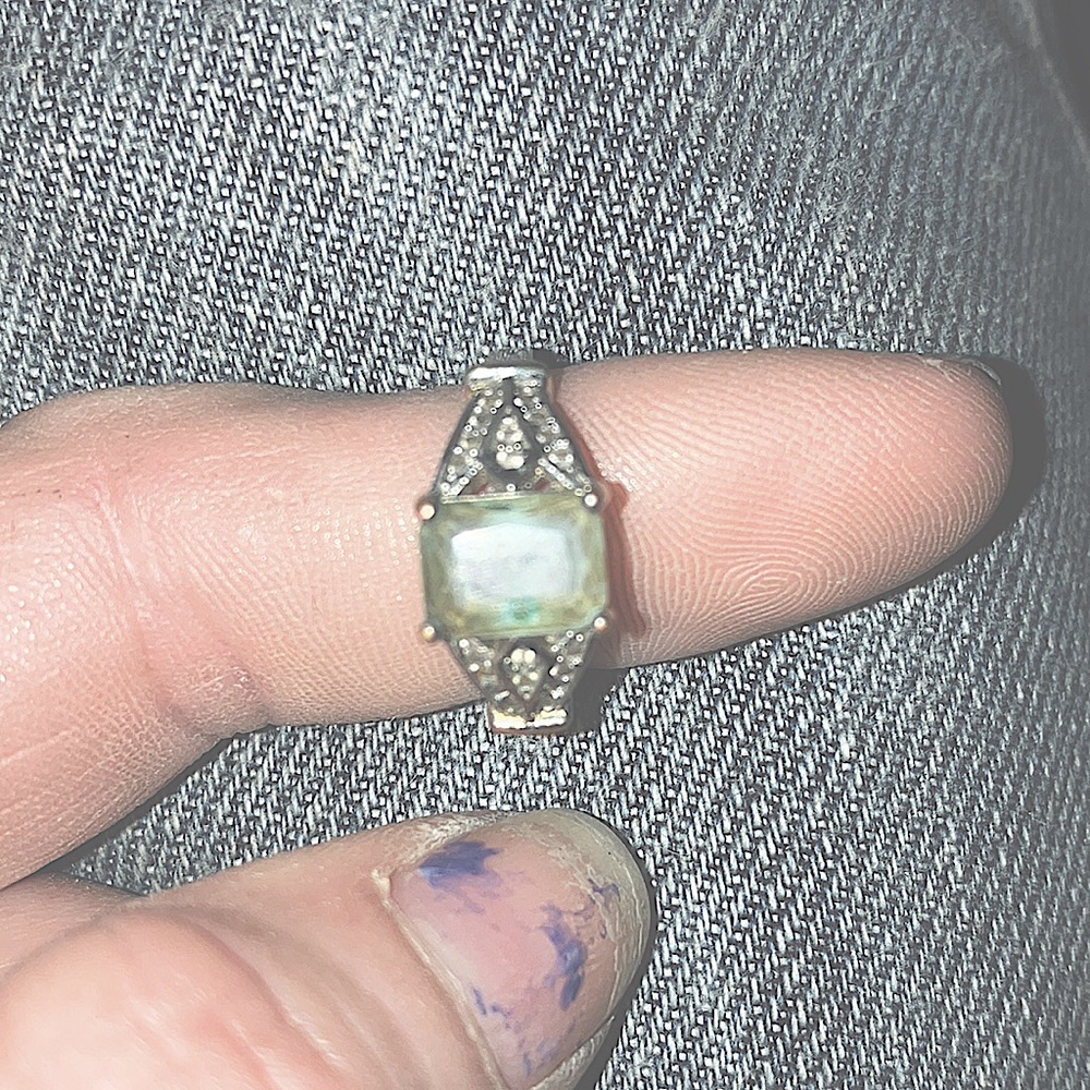 Diamond and aqua marine ring